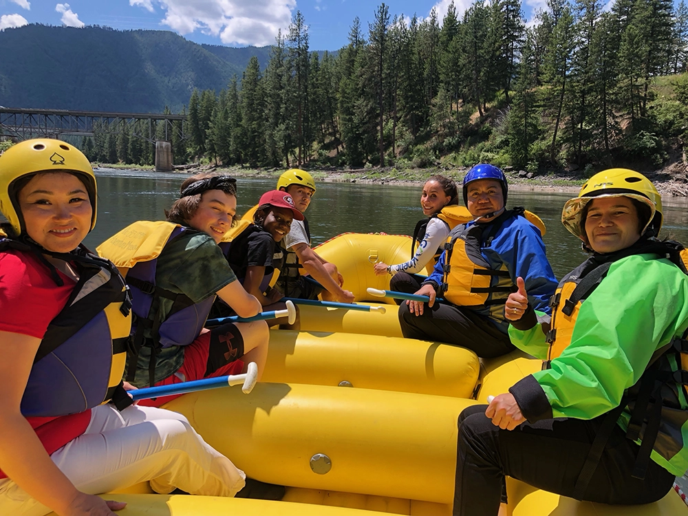 Wendy and other students enjoy a rafting trip