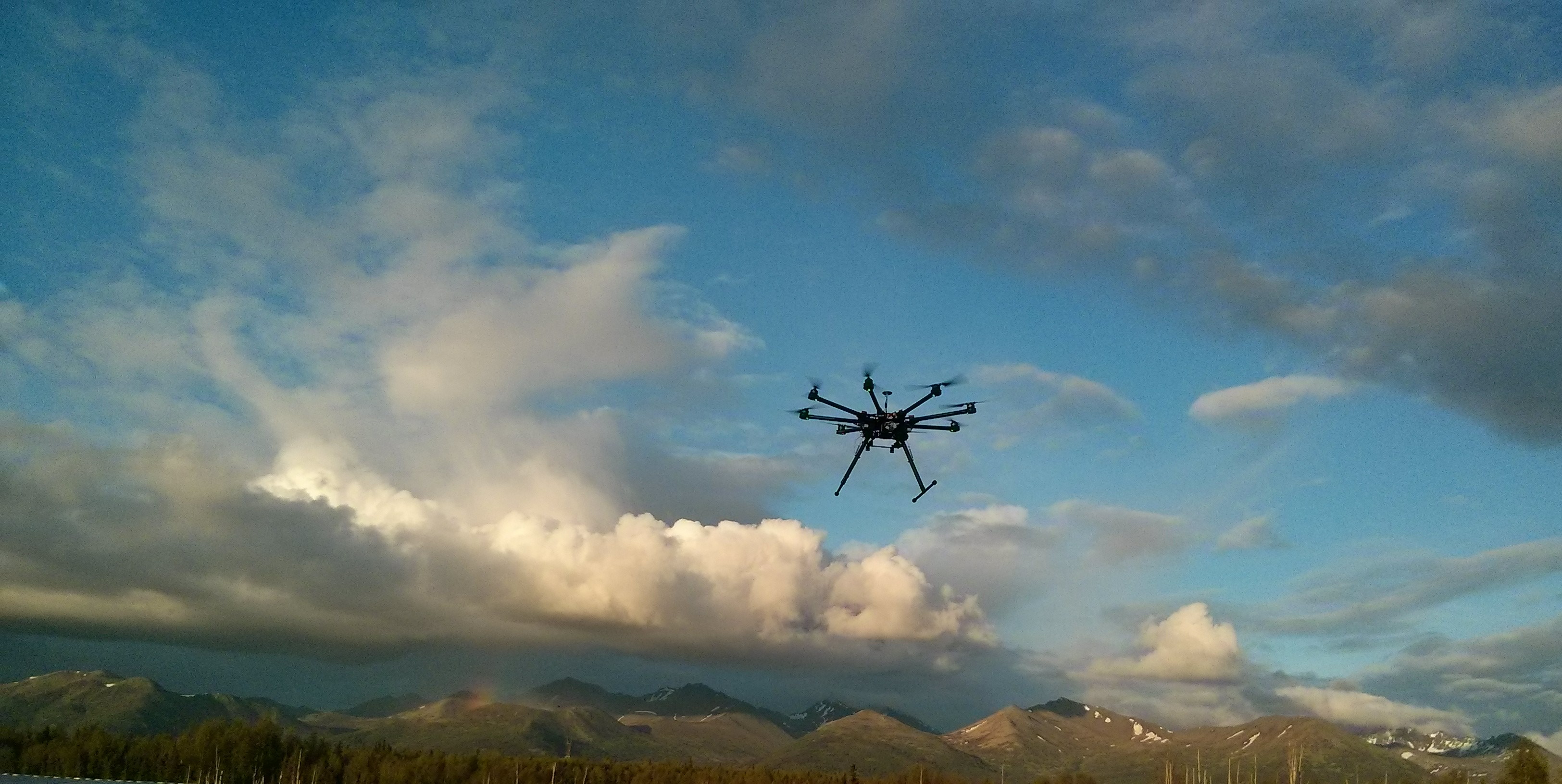 Drone flying in Alaska
