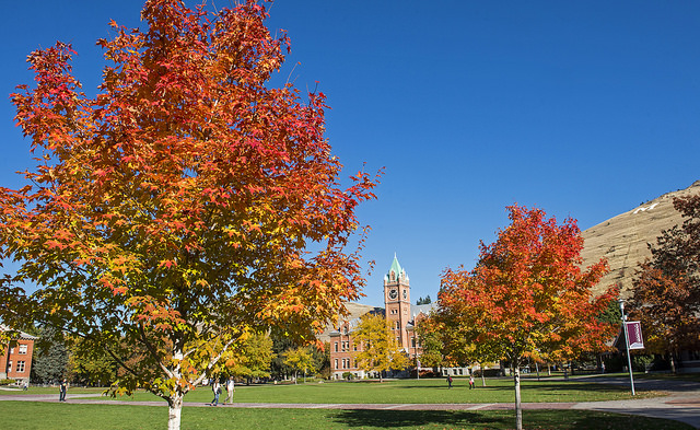 Main Hall seen from the Oval with fall foliage
