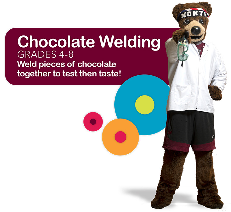 Chocolate Welding (grades 4-8): Weld pieces of chocolate together to test then taste!