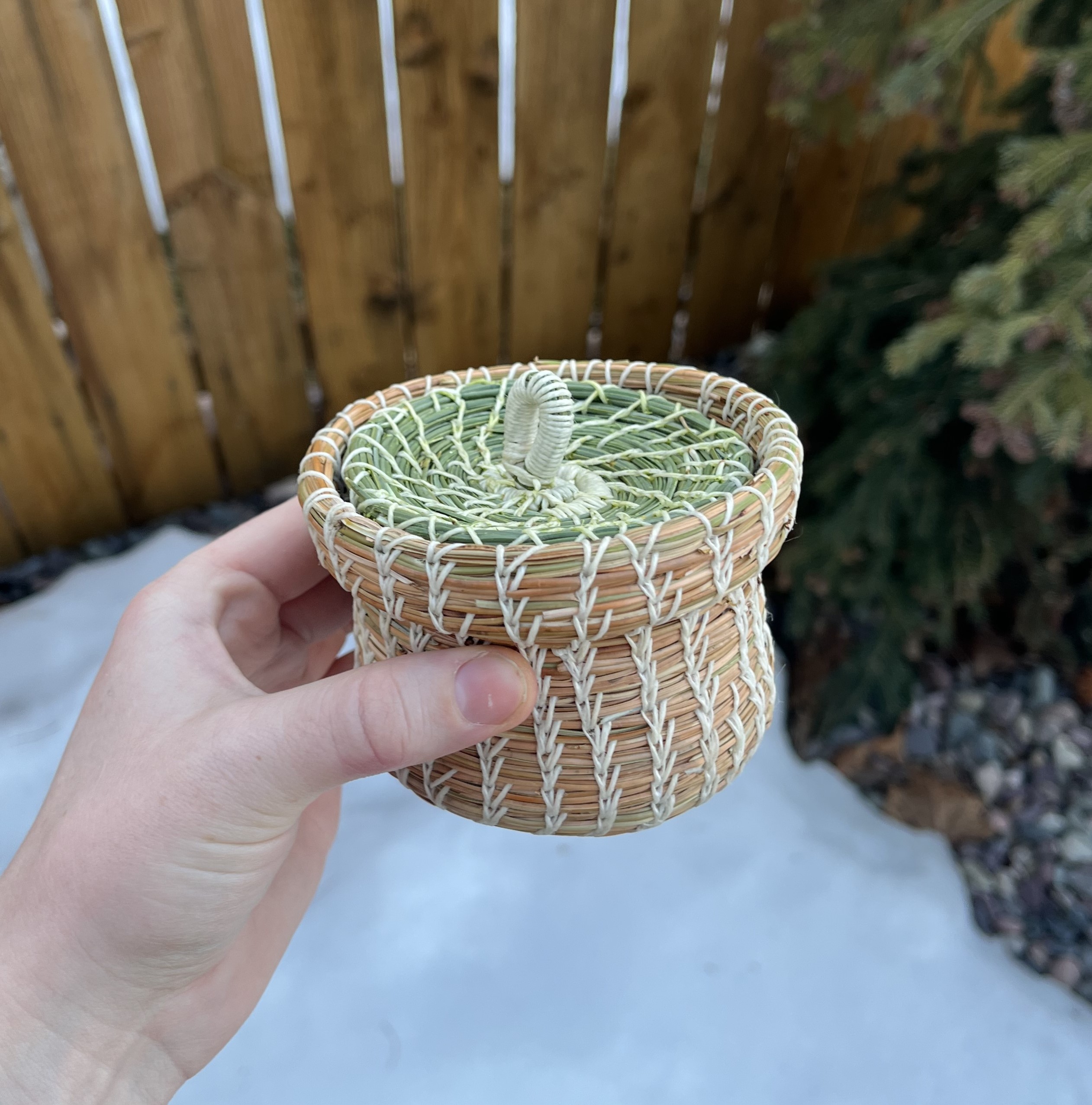 basket made of pine needles